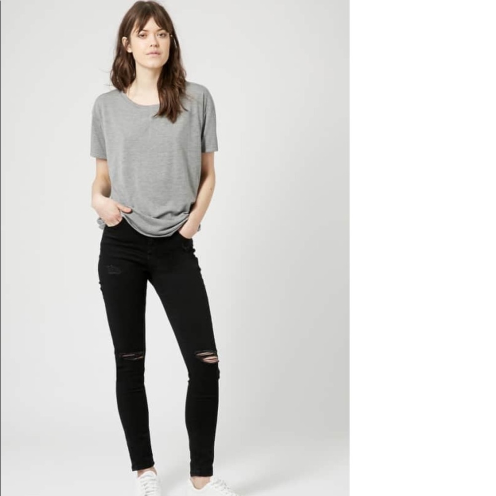 TOPSHOP Black Moto Jamie Ripped Jean W25 L30